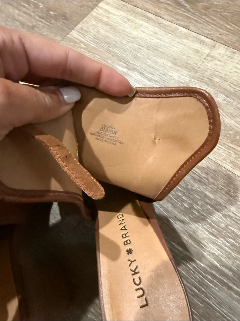 Lucky Brand Brown Leather Open-Side Ankle Booties